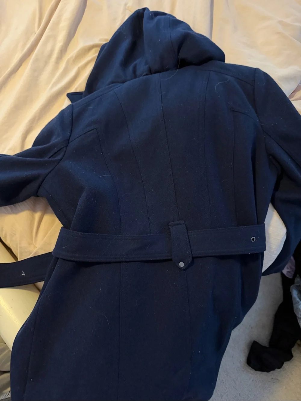 Michael kores  Navy Zip-Front Wool Blend Coat